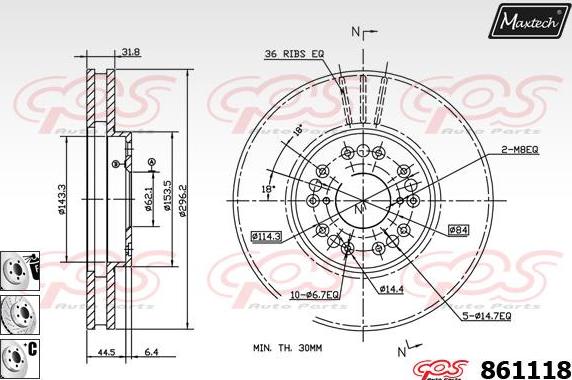 Maxtech 861036 - Brake Disc autospares.lv