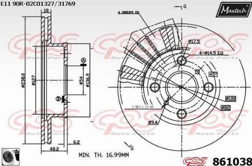 Maxtech 861038.0060 - Brake Disc autospares.lv