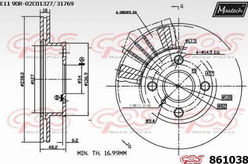 Maxtech 861038.0000 - Brake Disc autospares.lv