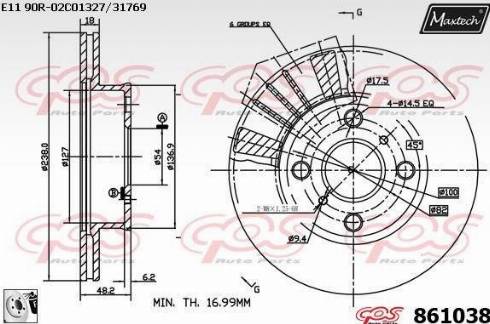 Maxtech 861038.0080 - Brake Disc autospares.lv