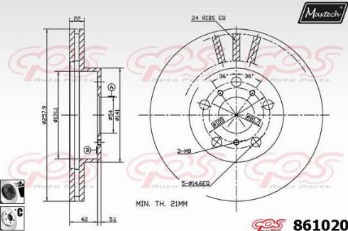 Maxtech 861020.6060 - Brake Disc autospares.lv