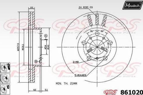 Maxtech 861020.6880 - Brake Disc autospares.lv