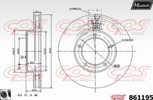 Maxtech 861195.0060 - Brake Disc autospares.lv