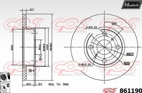 Maxtech 861190.6060 - Brake Disc autospares.lv