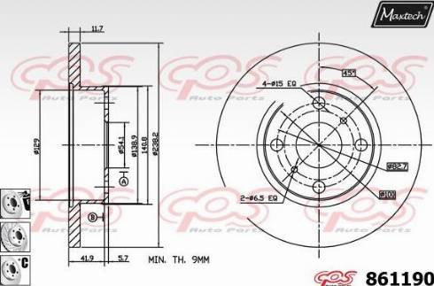 Maxtech 861190.6880 - Brake Disc autospares.lv