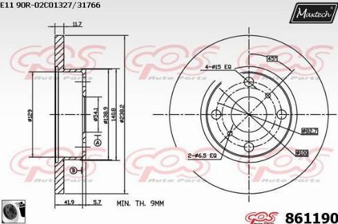 Maxtech 861190.0060 - Brake Disc autospares.lv