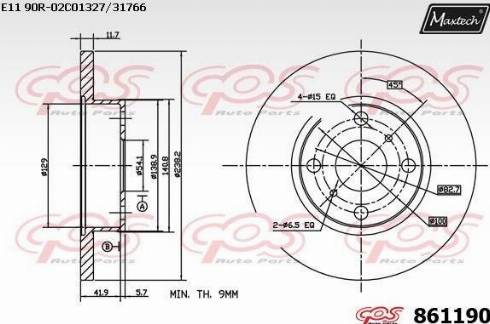 Maxtech 861190.0000 - Brake Disc autospares.lv