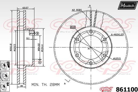 Maxtech 861162 - Brake Disc autospares.lv