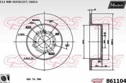 Maxtech 861104.0060 - Brake Disc autospares.lv