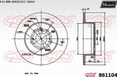 Maxtech 861104.0000 - Brake Disc autospares.lv