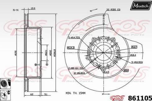 Maxtech 861105.6060 - Brake Disc autospares.lv