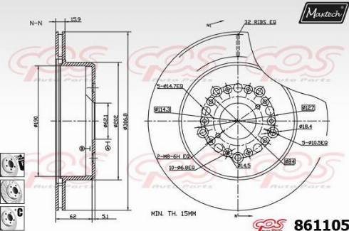 Maxtech 861105.6880 - Brake Disc autospares.lv