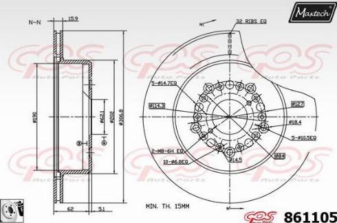 Maxtech 861105.0080 - Brake Disc autospares.lv