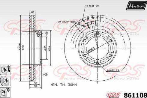 Maxtech 861108.6880 - Brake Disc autospares.lv