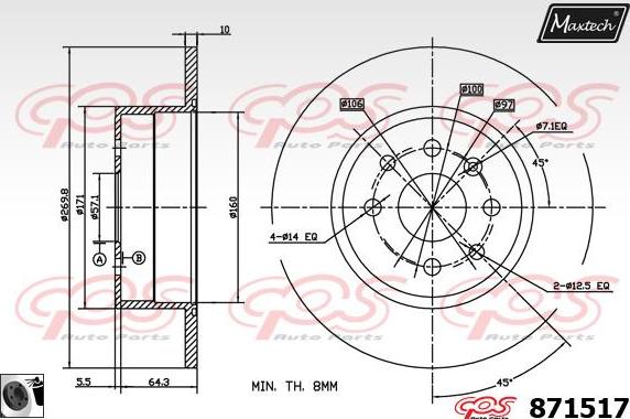 Maxtech 861108 - Brake Disc autospares.lv