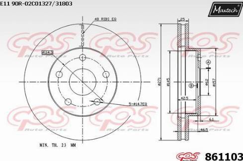 Maxtech 861103.0000 - Brake Disc autospares.lv