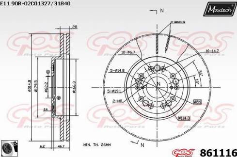 Maxtech 861116.0060 - Brake Disc autospares.lv