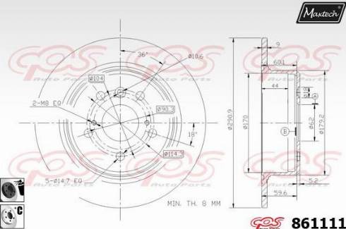 Maxtech 861111.6060 - Brake Disc autospares.lv