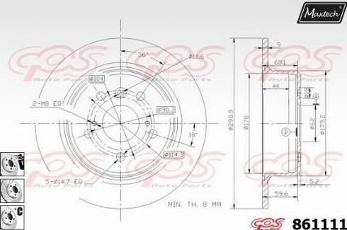 Maxtech 861111.6880 - Brake Disc autospares.lv