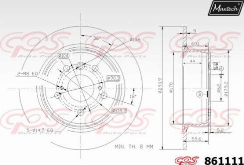 Maxtech 861111.0000 - Brake Disc autospares.lv