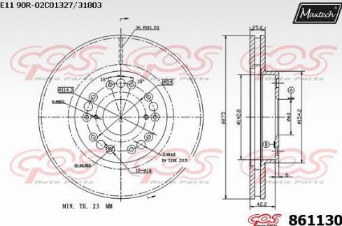 Maxtech 861130.0000 - Brake Disc autospares.lv