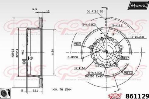 Maxtech 861129.0060 - Brake Disc autospares.lv