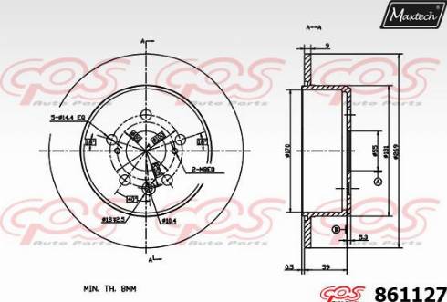 Maxtech 861127.0000 - Brake Disc autospares.lv