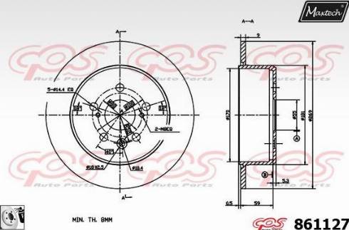 Maxtech 861127.0080 - Brake Disc autospares.lv