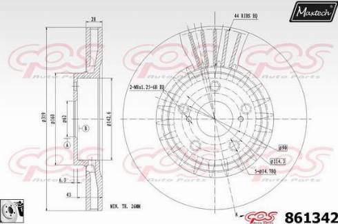 Maxtech 861342.0080 - Brake Disc autospares.lv