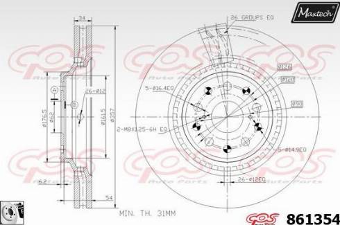 Maxtech 861354.0080 - Brake Disc autospares.lv