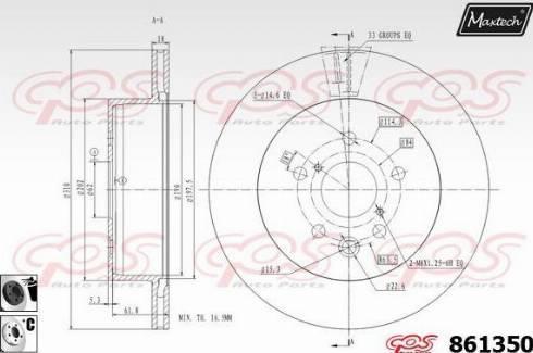 Maxtech 861350.6060 - Brake Disc autospares.lv