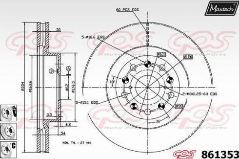 Maxtech 861353.6880 - Brake Disc autospares.lv