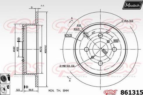 Maxtech 861315.6060 - Brake Disc autospares.lv