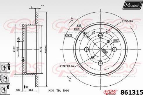 Maxtech 861315.6880 - Brake Disc autospares.lv