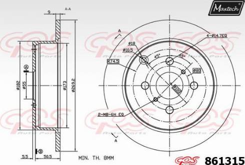 Maxtech 861315.0000 - Brake Disc autospares.lv