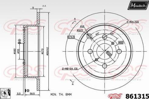 Maxtech 861315.0080 - Brake Disc autospares.lv