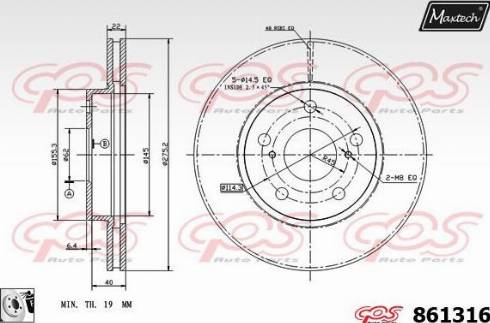 Maxtech 861316.0080 - Brake Disc autospares.lv