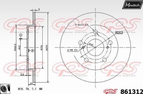 Maxtech 861312.0060 - Brake Disc autospares.lv