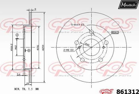 Maxtech 861312.0000 - Brake Disc autospares.lv