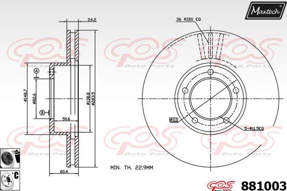 Maxtech 861312 - Brake Disc autospares.lv