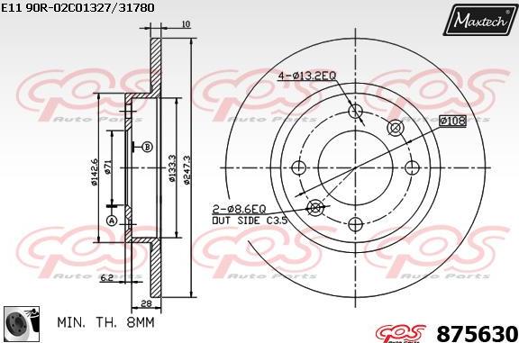 Maxtech 861338 - Brake Disc autospares.lv