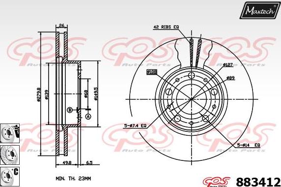 Maxtech 861333 - Brake Disc autospares.lv