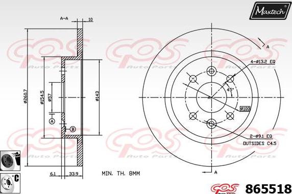 Maxtech 861337 - Brake Disc autospares.lv