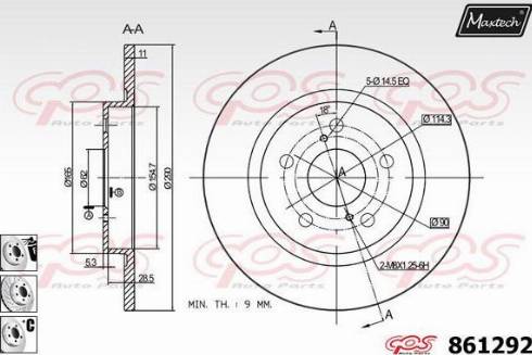 Maxtech 861292.6980 - Brake Disc autospares.lv