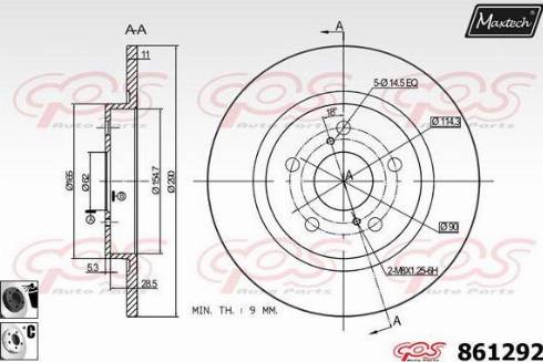 Maxtech 861292.6060 - Brake Disc autospares.lv