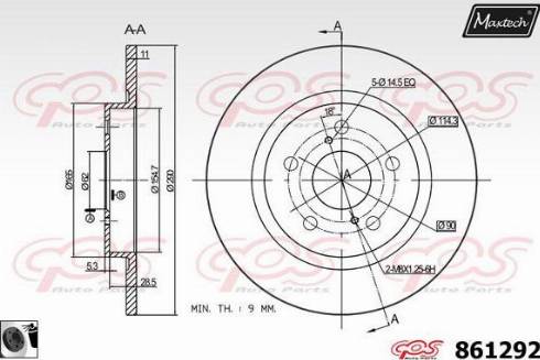 Maxtech 861292.0060 - Brake Disc autospares.lv