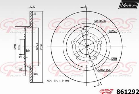 Maxtech 861292.0000 - Brake Disc autospares.lv