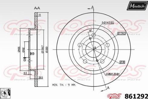 Maxtech 861292.0080 - Brake Disc autospares.lv