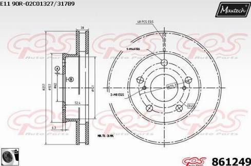 Maxtech 861249.0060 - Brake Disc autospares.lv