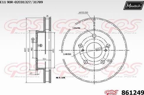 Maxtech 861249.0000 - Brake Disc autospares.lv